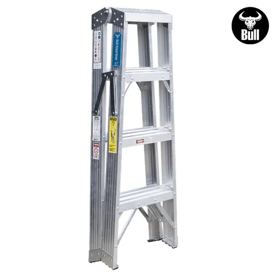 ESCALERA ALUMINIO TIJERA DOBLE ACCESO 4 PASOS 150KG 1.22M ATD150-4IA AMERICAN BULL4
