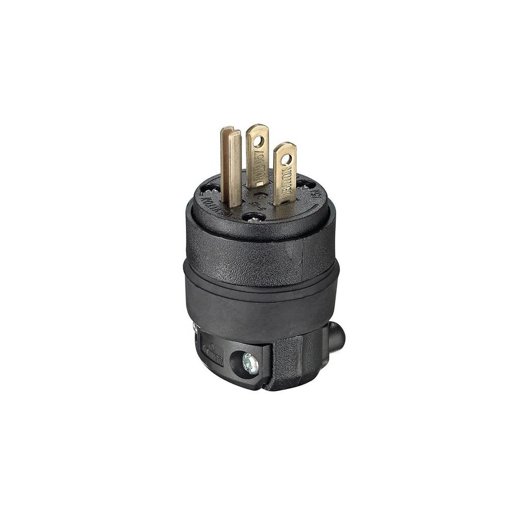 ENCHUFE PLANO 2X15A+T 125/250V NEMA 5-15P CAUCHO NEGRO 515PR LEVITON1