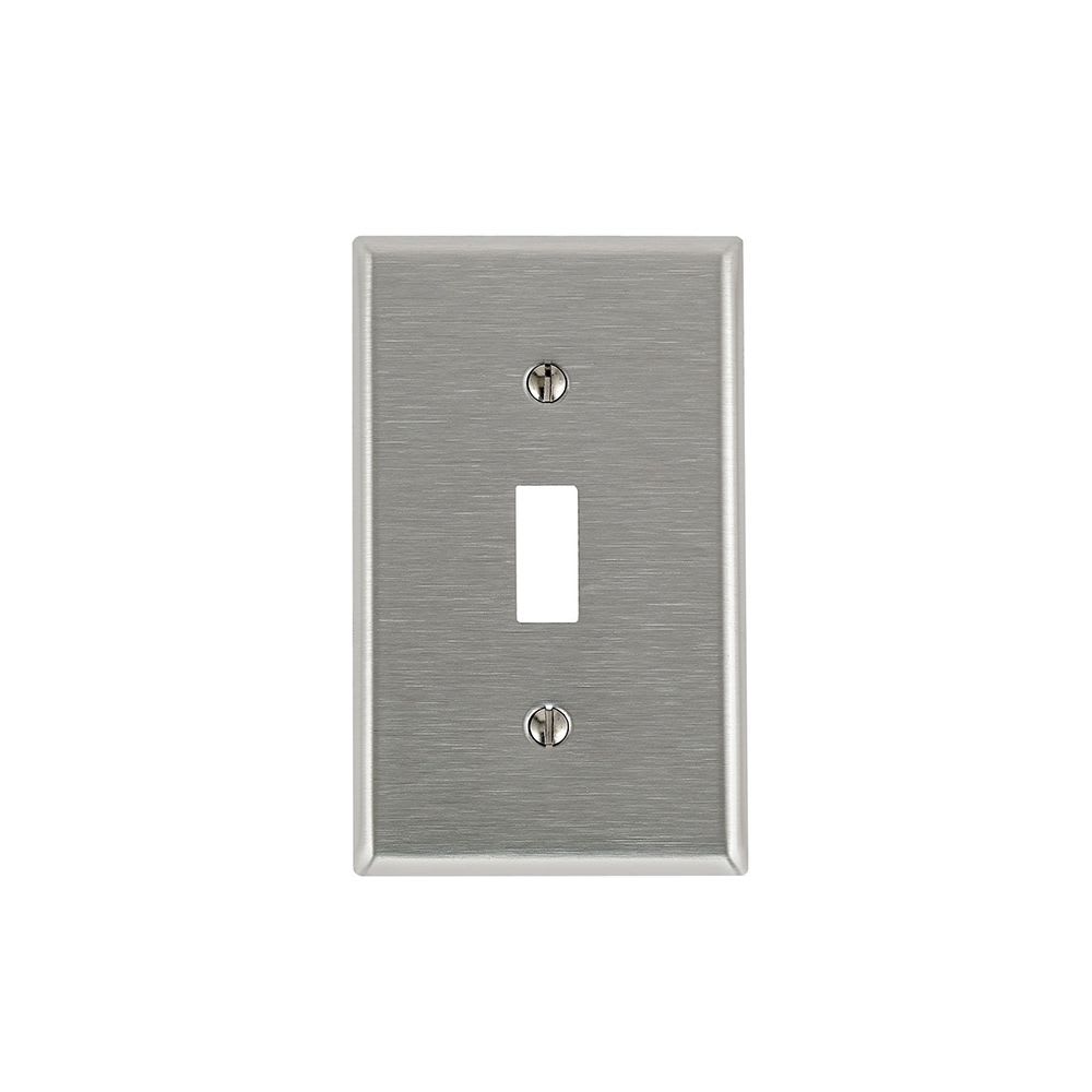 PLACA PARA 1 INTERRUPTOR PALANCA DE METAL ACERO INOXIDABLE 84001 LEVITON1