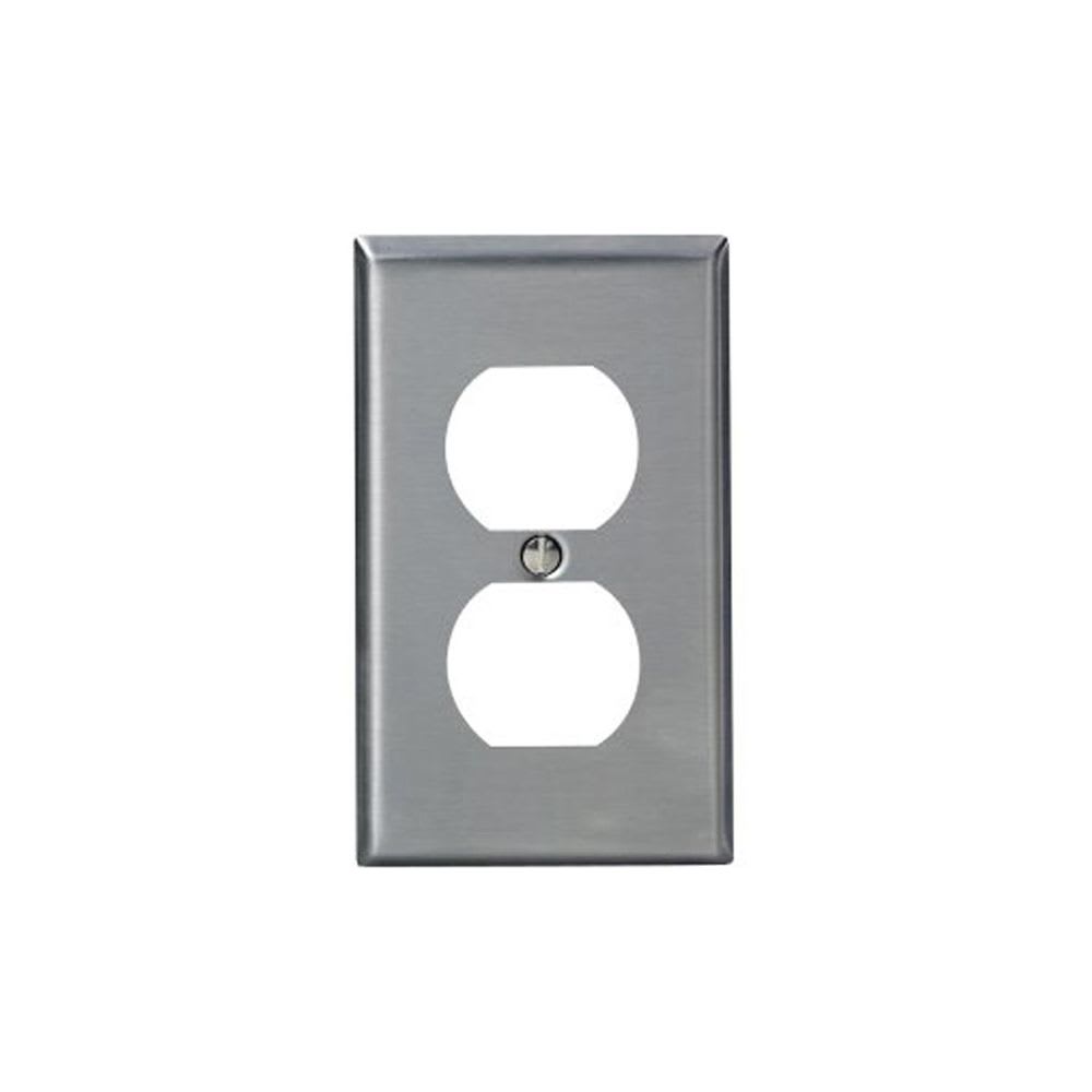 PLACA PARA TOMACORRIENTE DOBLE DE ACERO INOXIDABLE 84003 LEVITON1