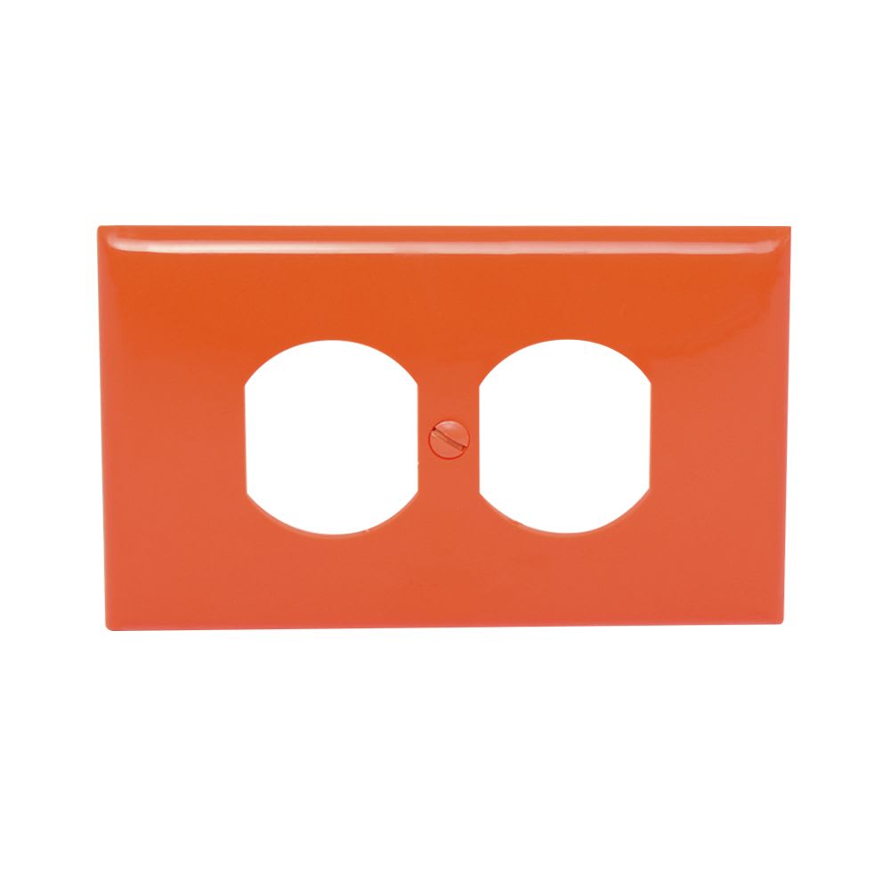 PLACA PARA TOMACORRIENTE DOBLE DE NYLON NARANJA 80703-ORG LEVITON1