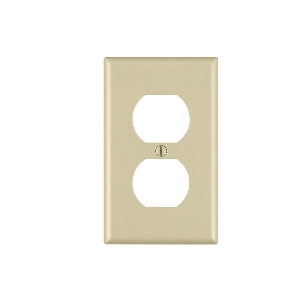 PLACA PARA TOMACORRIENTE DOBLE DE BAKELITA MARFIL 86003 LEVITON1