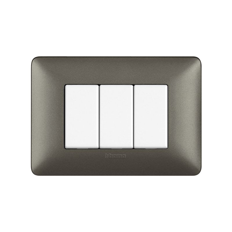 PLACA DE TECNOPOLIMERO 3 MODULOS ACERO MATIX AM4803MIR BTICINO1