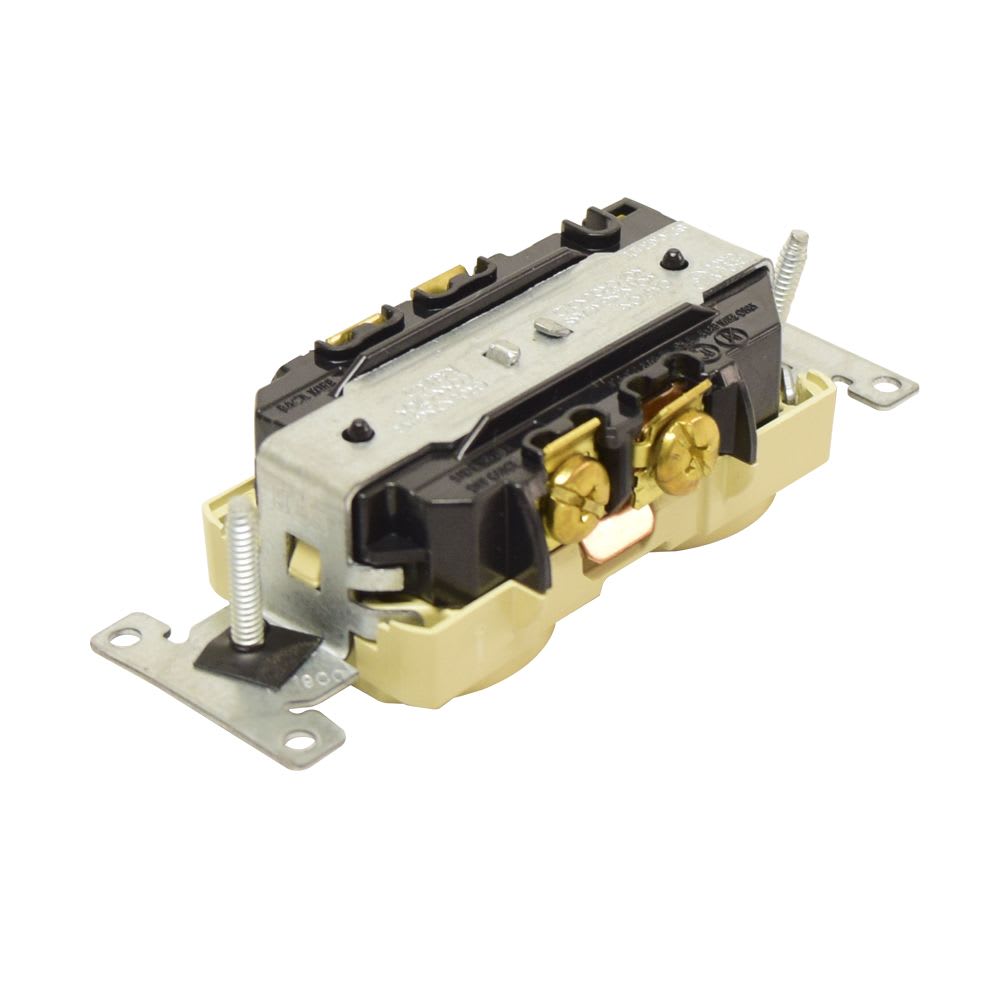 TOMACORRIENTE DOBLE 2X15A+T USO INDUSTRIAL NEMA 5-15R MARFIL 5262-IGI LEVITON2