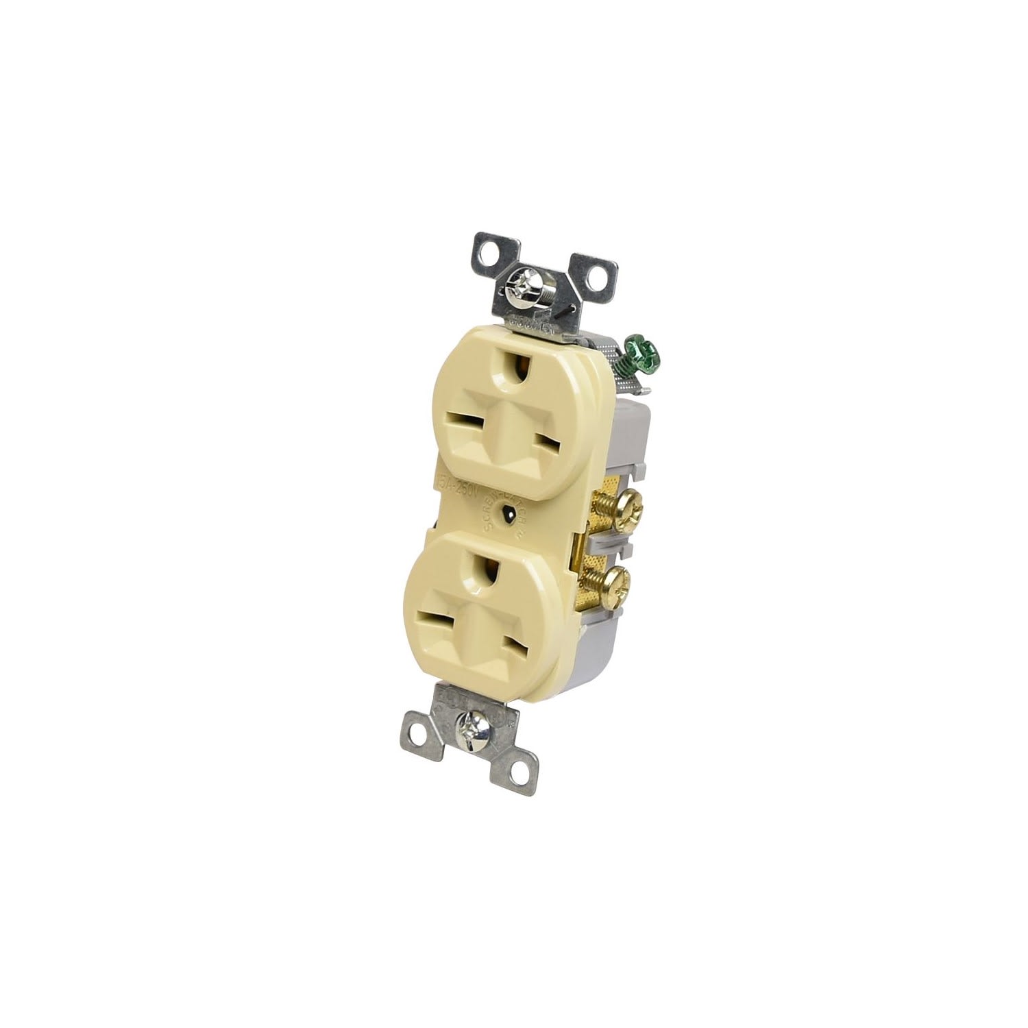 TOMACORRIENTE DOBLE 2X15A+T 250V NEMA 6-15R MARFIL 826V-BOX COOPER B-LINE1