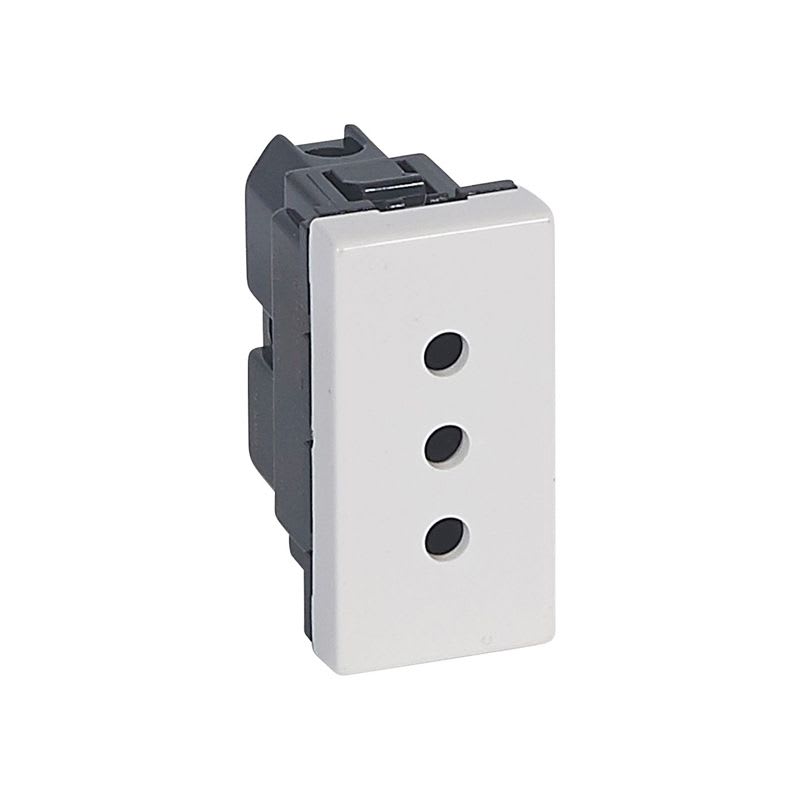 TOMACORRIENTE REDONDO 2X10A+T 1 MODULO BLANCO MOSAIC 77510 LEGRAND