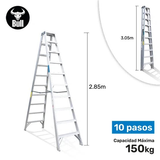 ESCALERA ALUMINIO TIJERA DOBLE ACCESO 10 PASOS 150KG 3.05M ATD150-10IA AMERICAN BULL1