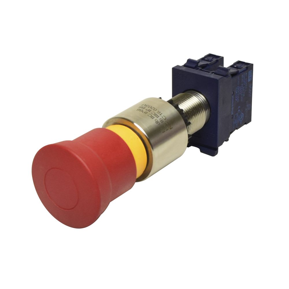 PULSADOR DE EMERGENCIA C/ENCLAVAMIENTO 22MM NA+NC CL.1 ZONA 1 56704/111 TRAMONTINA1
