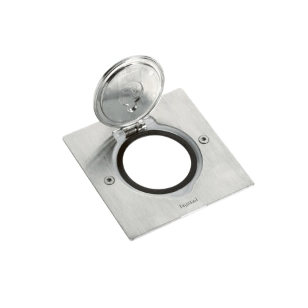 CAJA DE PISO DE 2 MODULOS DE ACERO INOXIDABLE CUADRADA MOSAIC 89700 LEGRAND