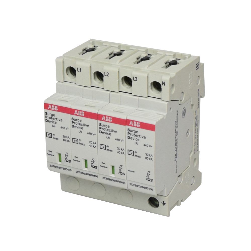LIMITADOR DE SOBRETENSION T2 3P+N 40KA UC 440V 230V 2CTB803973R1400 ABB1