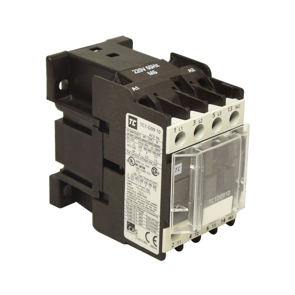 CONTACTOR 9A(AC3) 20A(AC1) 690V 3P 1NA 220VAC TC1-D0910M6 TC