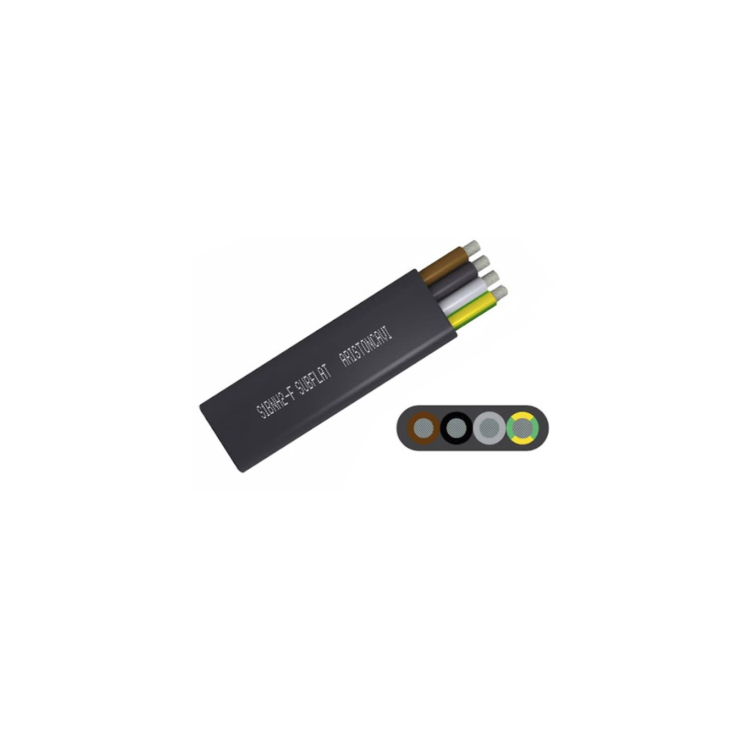 CABLE SUBFLAT PLANO GRUA/SUMERGIBLE 4G10MM2 1KV GOMA CLASE 5 X METRO LINEAL SUBFLAT ARISTONCAVI1