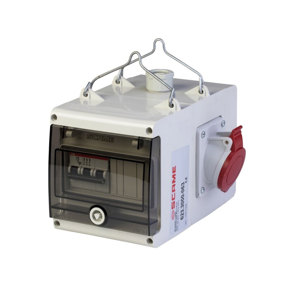 ADAPTADOR C/3 TOMACORRIENTES 2X16A+T 250V IP44 6H TERMOMAGNETICO+DIFERENCIAL ADAPTO TRANSFORMADO SCAME1