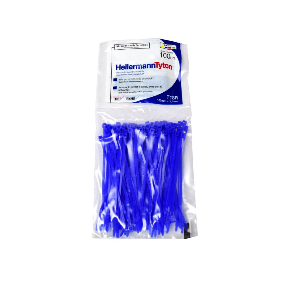 AMARRACABLE AZUL 100X2.5MM X100UND 111-02240 HELLERMANNTYTON