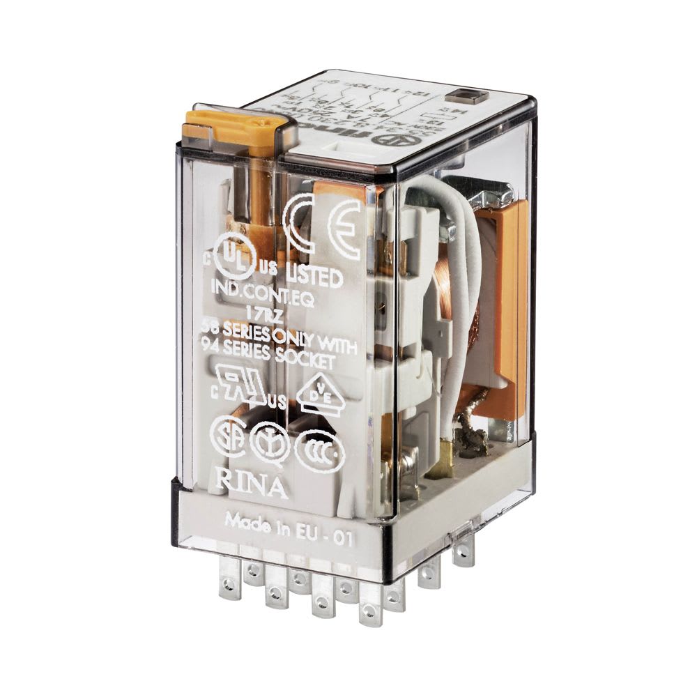 RELE 14 PINES 230VAC 4NA/NC 7A 250V C/INDICADOR MECANICO 553482300040 FINDER