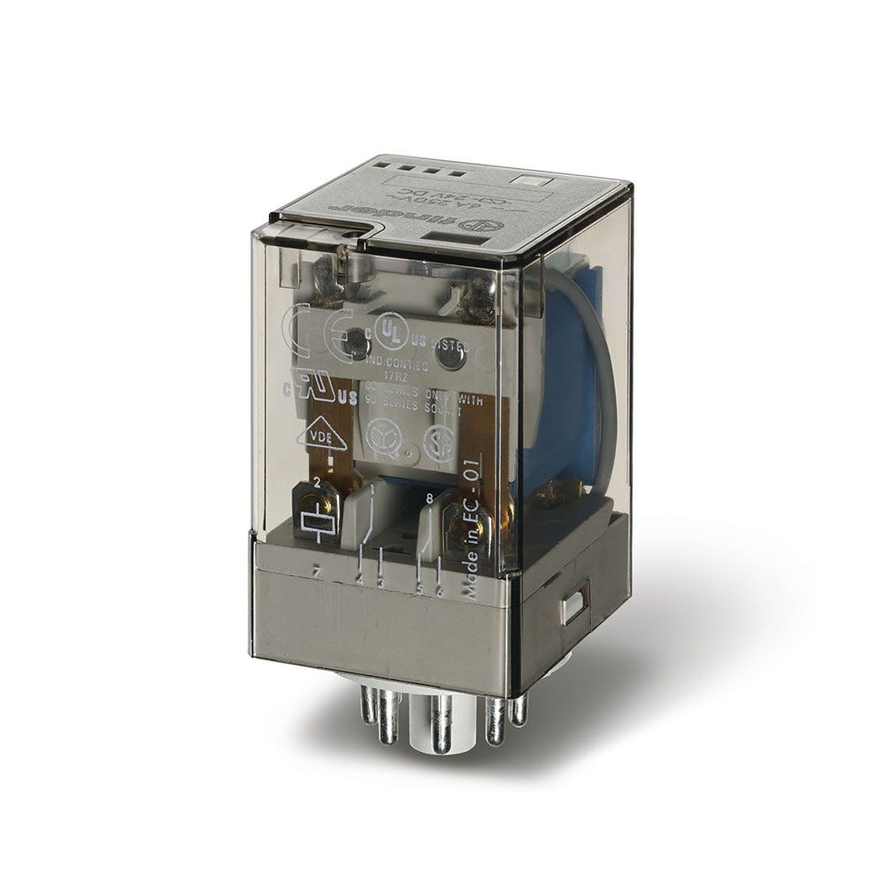 RELE8 PINES 24VCD 2NA/NC 10A 250V C/INDICADOR MECANICO 601290240040 FINDER