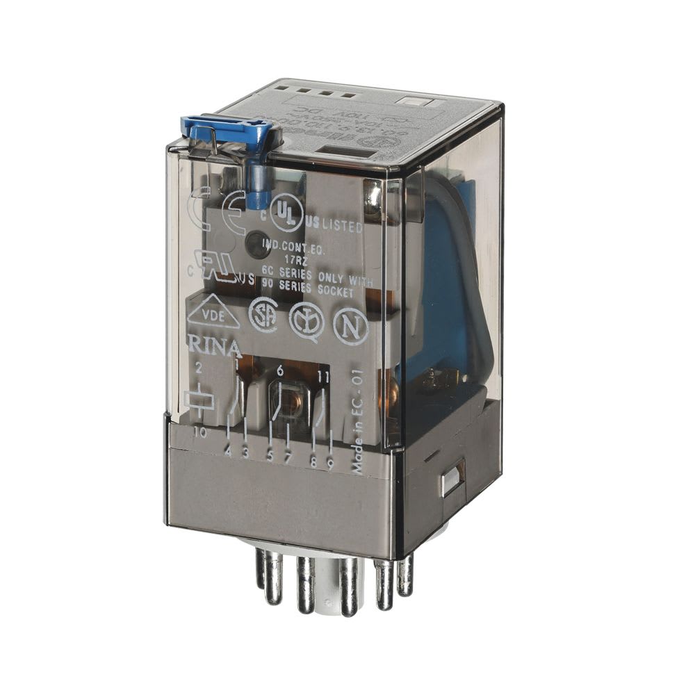 RELE11 PINES 12VCD 3NA/NC 10A 250V C/INDICADOR MECANICO 601390120040 FINDER1