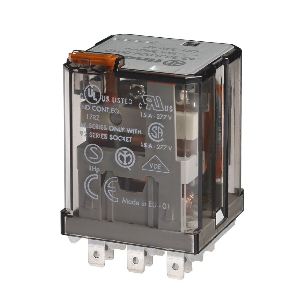 RELE11 PINES 24VCD 3NA/NC 16A 250V C/INDICADOR MECANICO 623390240040 FINDER1