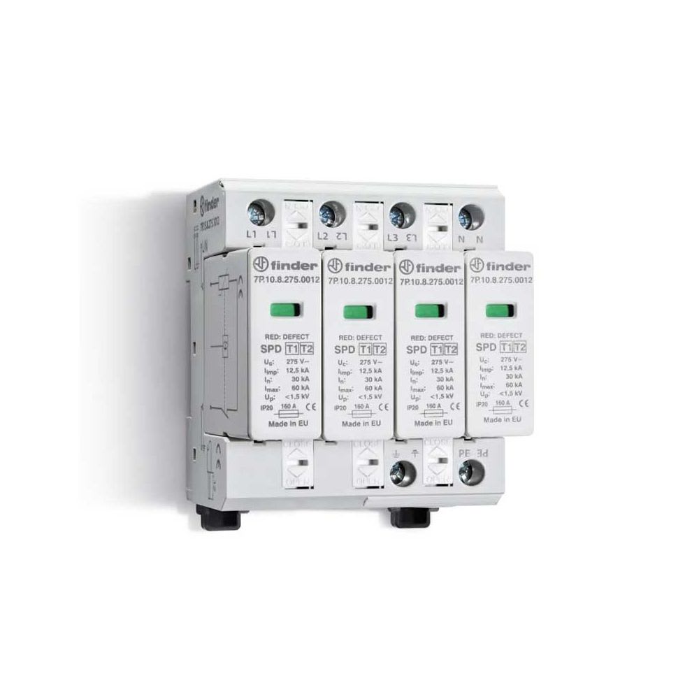 DESCARGADOR DE SOBRETENSIONES T1+2 60KA 275VAC 3P+N (VA) 7P1582751012 FINDER1