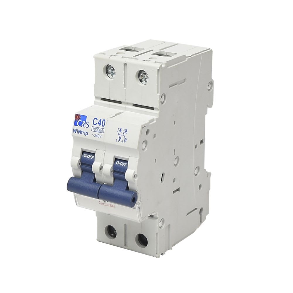 INTERRUPTOR TERMOMAGNETICO 2X40A 6KA 240/415V TIPO C DIN CSMBL2C40 CONTROL SWITCHGEAR