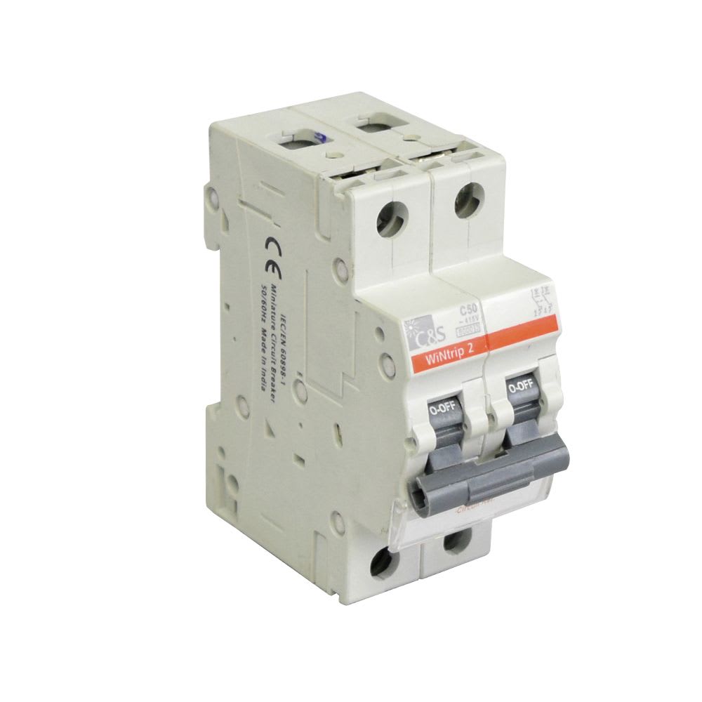 INTERRUPTOR TERMOMAGNETICO 2X50A 6KA 240/415V TIPO C DIN CSMBS2C50X CONTROL SWITCHGEAR1