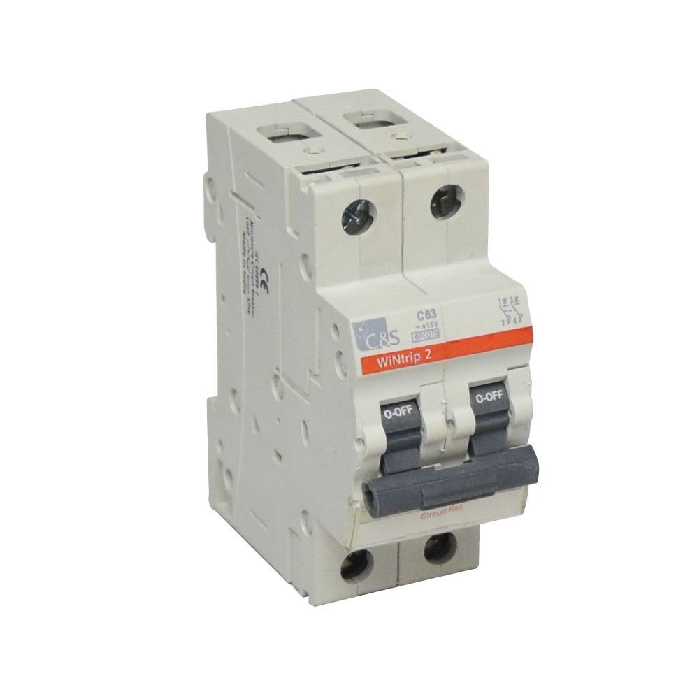 INTERRUPTOR TERMOMAGNETICO 2X63A 6KA 240/415V TIPO C DIN CSMBS2C63X CONTROL SWITCHGEAR1