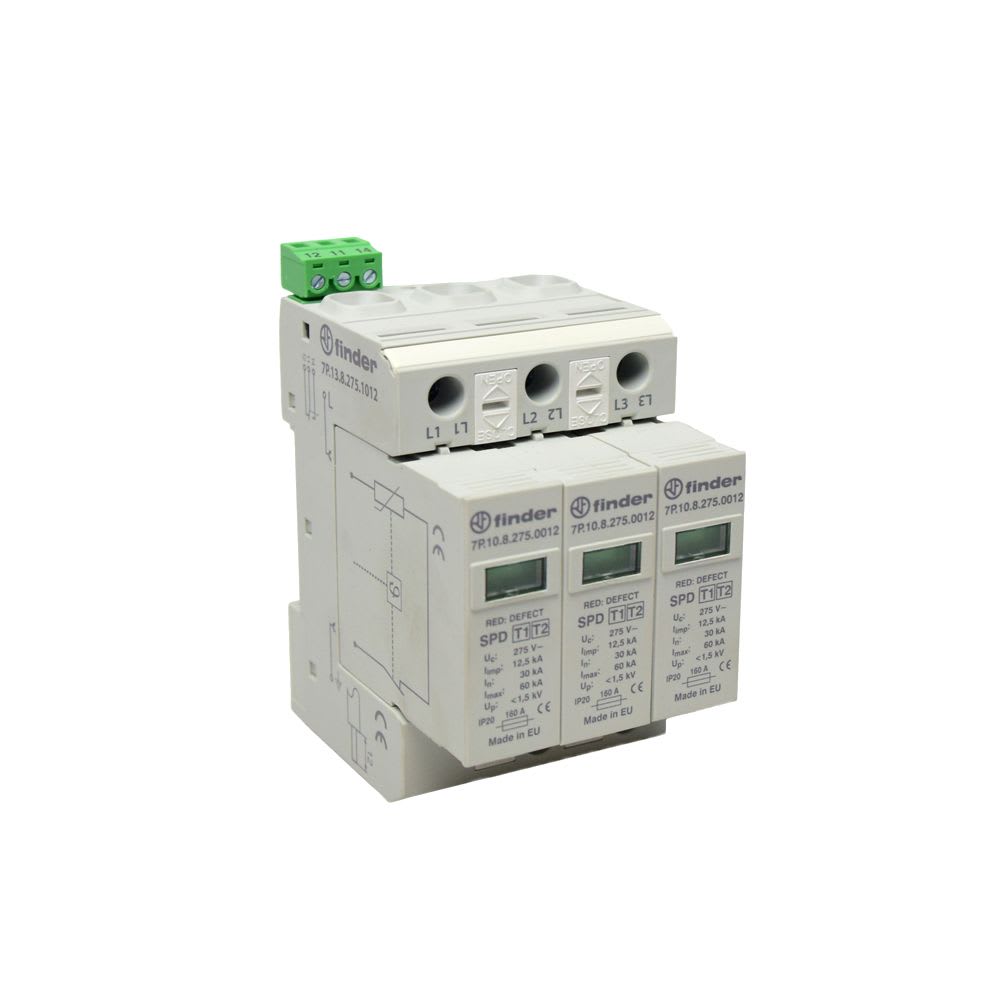 LIMITADOR DE SOBRETENSION T1+2 3P 60KA 275V 7P1382751012 FINDER