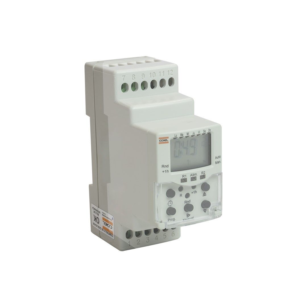 INTERRUPTOR HORARIO DIGITAL DIARIO/SEMANAL 1NO/NC 40 PROGRAMACIONES 110- 220VAC BWT-40HR-S----- COEL