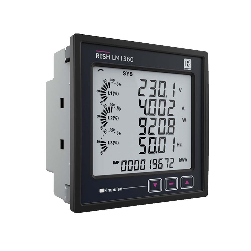 MEDIDOR MULTIFUNCION TRIFASICO 96X96MM CLASE 0.5S 31TH USB 8MB RS485 RISH LM 1360 RISHABH1