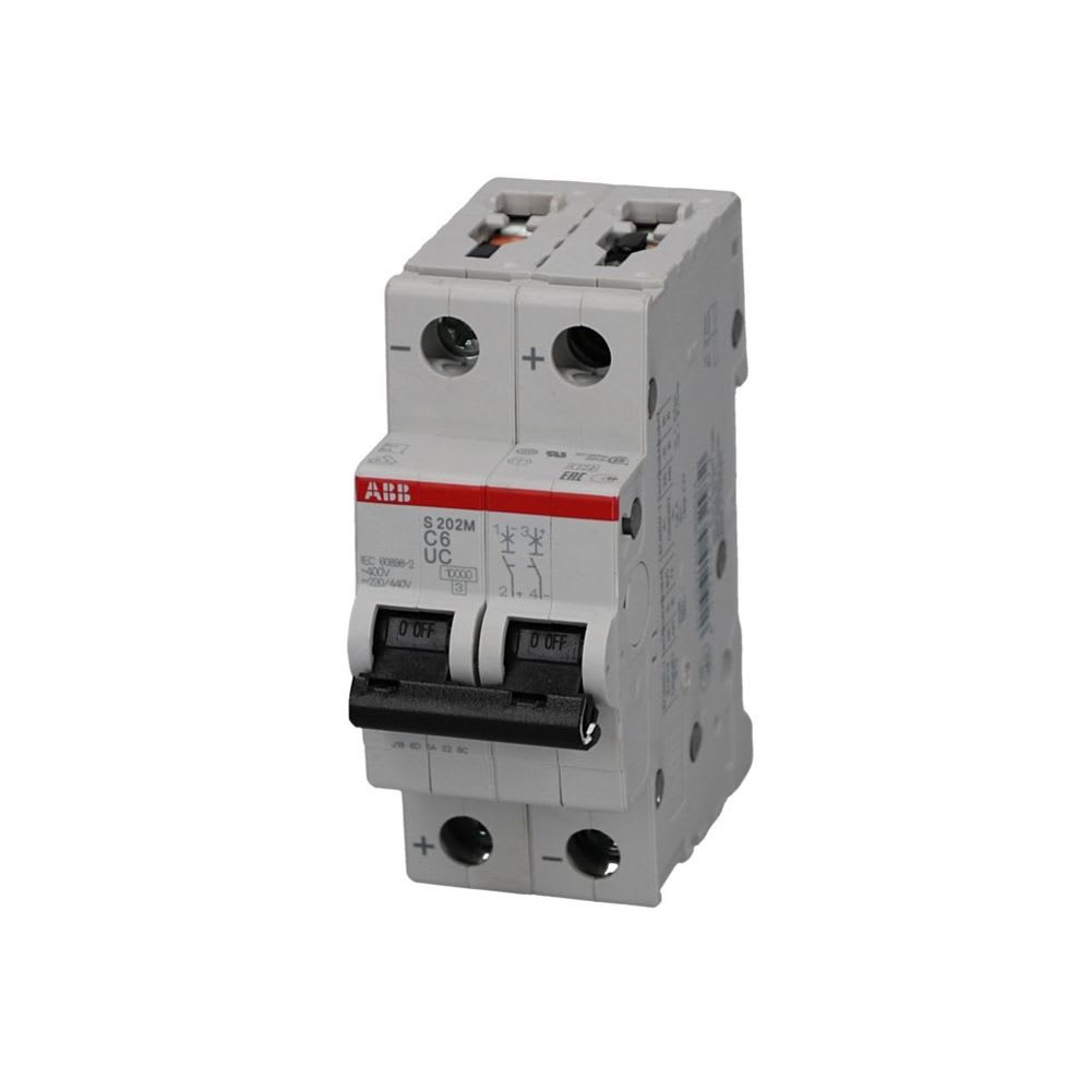 INTERRUPTOR TERMOMAGNETICO 2X6A 25/10KA 220DC/440AC/DC TIPO C DIN 2CDS272061R0064 ABB1