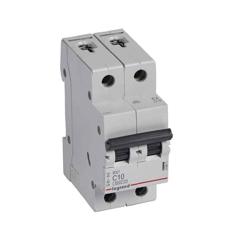 INTERRUPTOR TERMOMAGNETICO 2X10A 10/6KA 230/440V TIPO C DIN RX3 419871 LEGRAND
