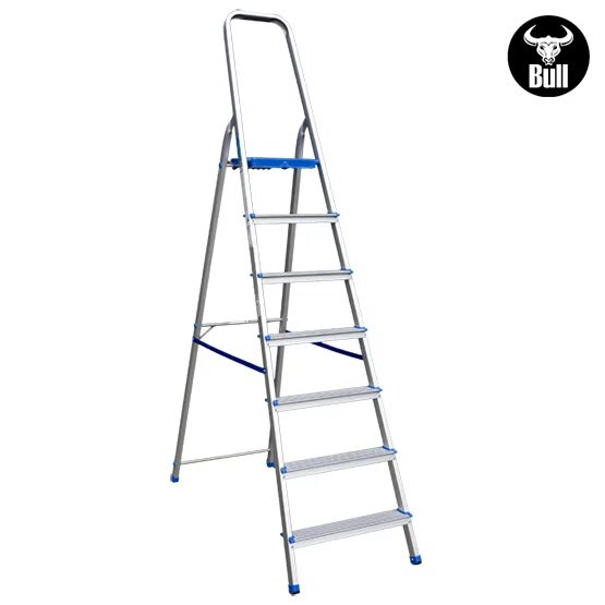 ESCALERA ALUMINIO TIPO BANQUETA 7 PASOS 150KG 1.50M AB150-7IA AMERICAN BULL2
