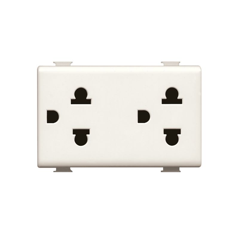 TOMACORRIENTE UNIVERSAL DÚPLEX 2X16A+T 250V MARFIL MATIX A5025D BTICINO
