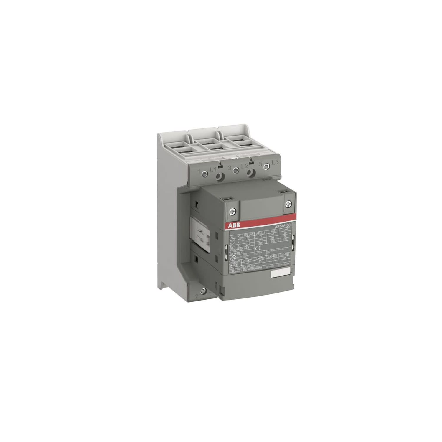 CONTACTOR 146A(AC3) 200A(AC1) 690V 3P S/CONTACTOS 250-500VAC/DC 1SFL467001R1400 ABB