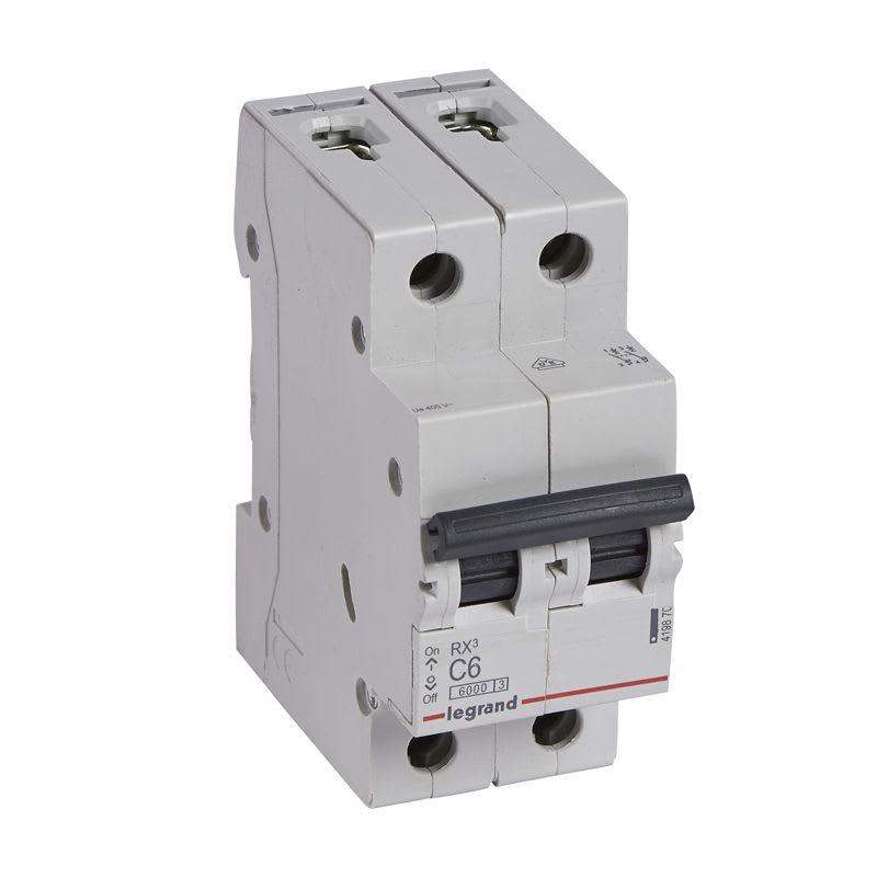 INTERRUPTOR TERMOMAGNETICO 2X6A 10/6KA 230/440V TIPO C DIN RX3 419870 LEGRAND