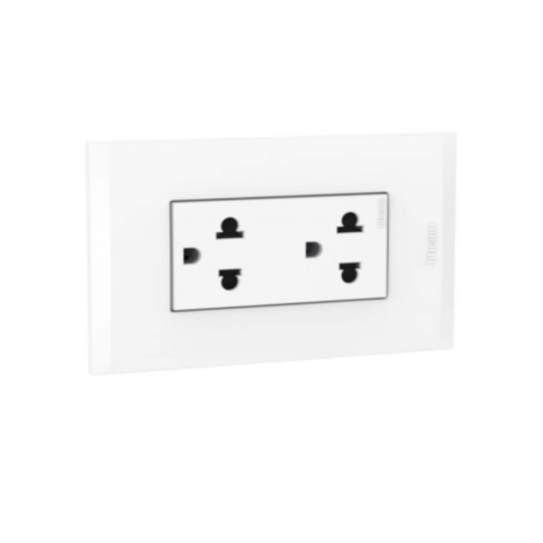 TOMACORRIENTE DUPLEX 2X16A+T 250V UNIV. BLANCO PLACA BLANCO MODUS 4 AH2212TREB BTICINO