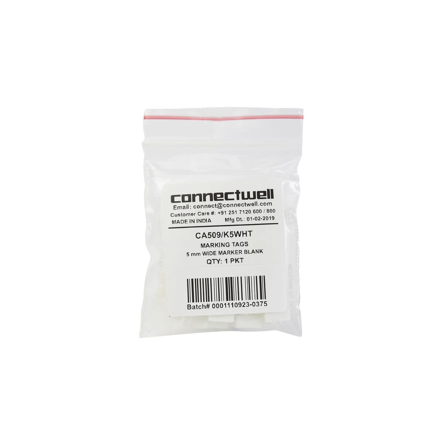 MARCADOR DE BORNES 2.5MM2 X100UND CA509/K5WHT CONNECTWELL