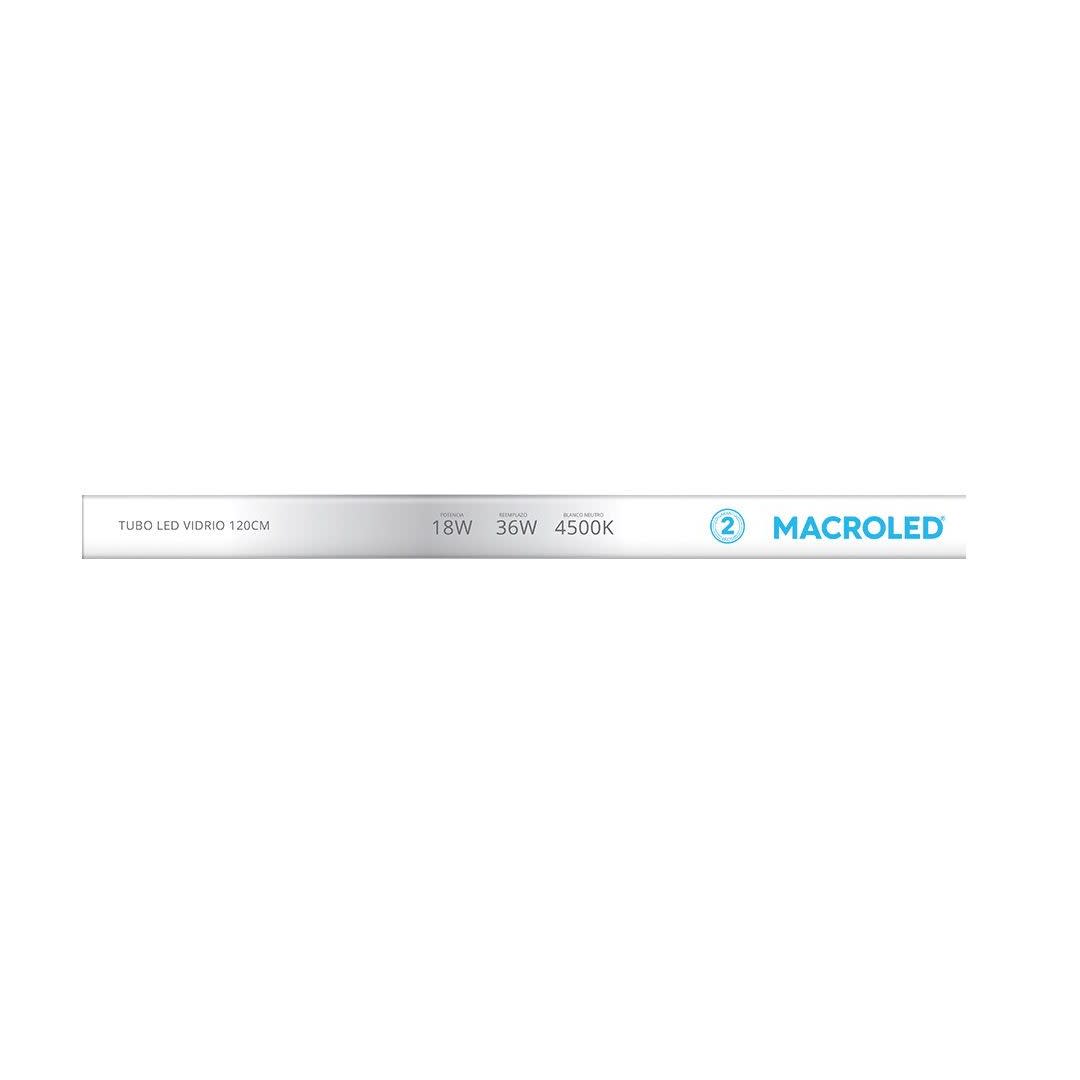 TUBO LED TL-18W/745 T8 EQ.36W VIDRIO TL-T8120NW MACROLED2