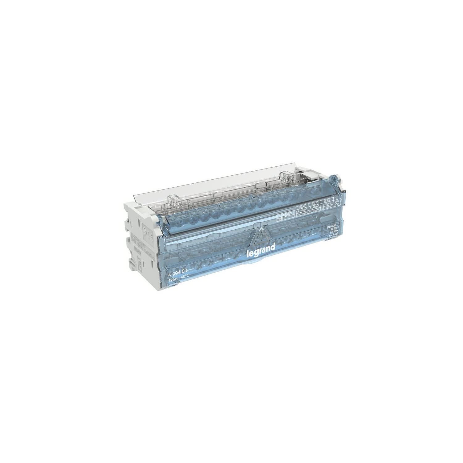 REPARTIDOR DE BARRAS ESCALONADAS BIPOLAR 125A 8 MODULOS 400403 LEGRAND