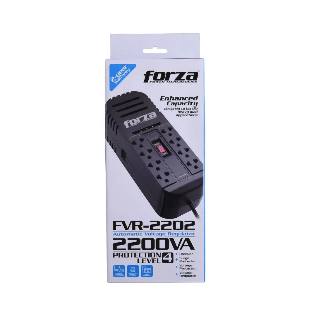 ESTABILIZADOR DE VOLTAJE FVR2202 2200VA/1100W NEGRO FORZA2