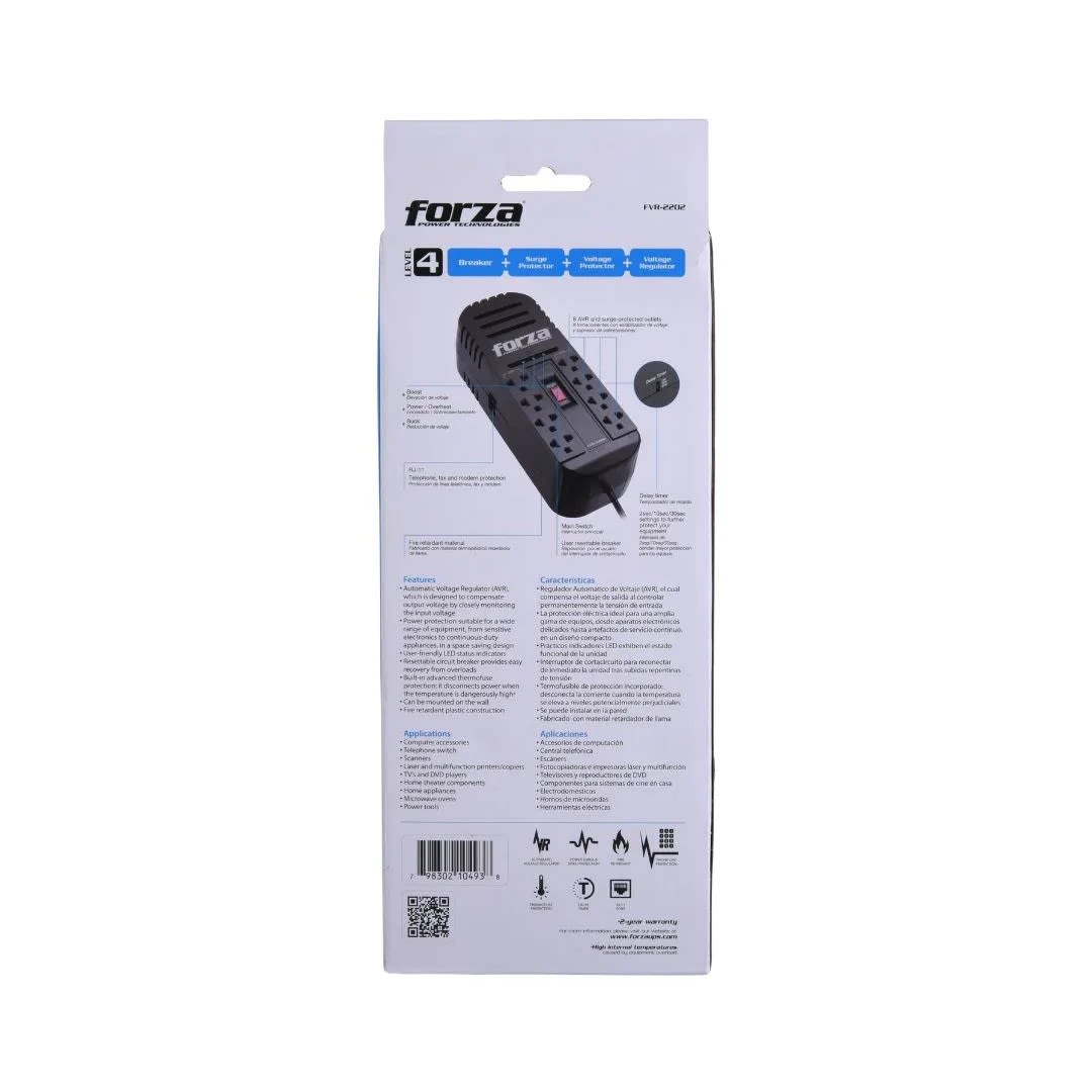 ESTABILIZADOR DE VOLTAJE FVR2202 2200VA/1100W NEGRO FORZA3