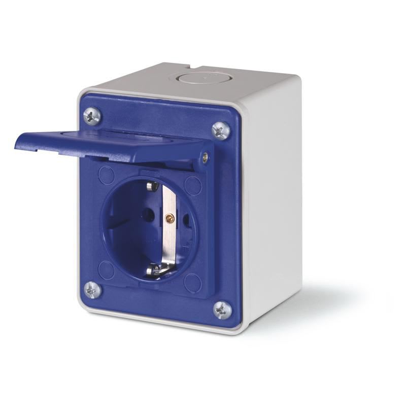 TOMACORRIENTE P/ADOSAR SCHUKO 2X16A+T 250V UNEL 70X87MM IP54 570.4162 SCAME
