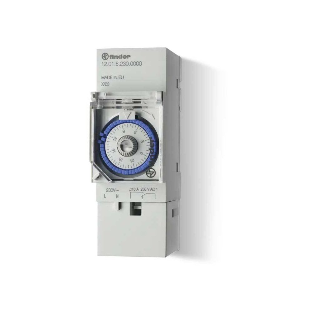 INTERRUPTOR HORARIO ANALOGICO 16A 230VAC 1NA 1NC PROGRAMACION DIARIA 120182300000 FINDER1