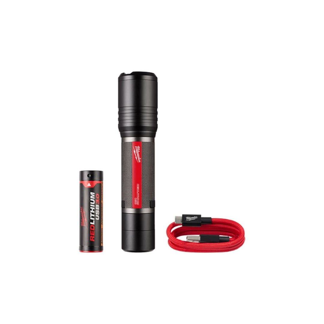 LINTERNA MANUAL 100 A 2000 LUMENES IP54 REDLITHIUM USB 2162-21 MILWAUKEE1