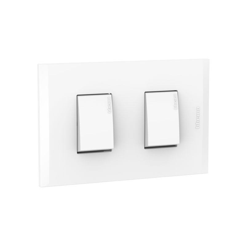 INTERRUPTOR DOBLE 10A 250V 3 VIAS BLANCO C/PLACA BLANCO AH2201EB BTICINO1