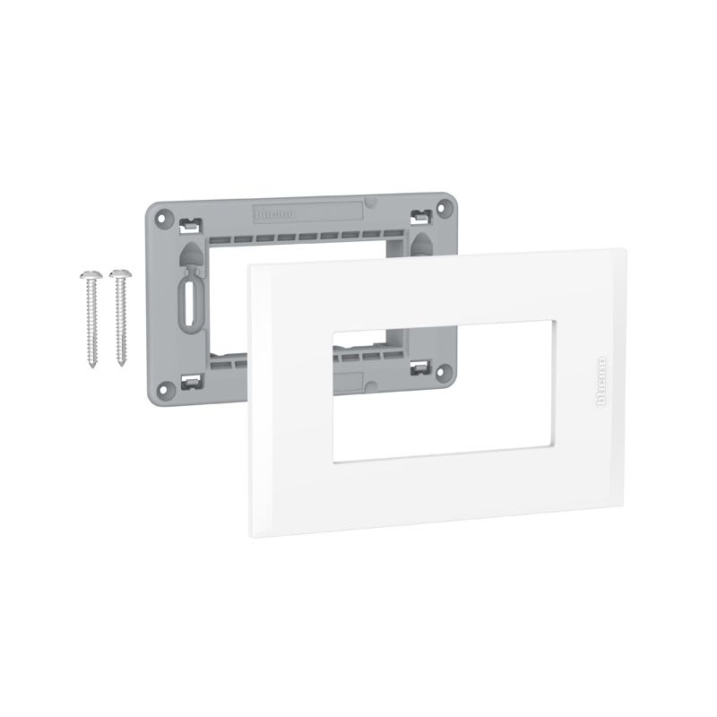 PLACA 3 MODULOS C/SOPORTE BLANCO AH5S3EB BTICINO1