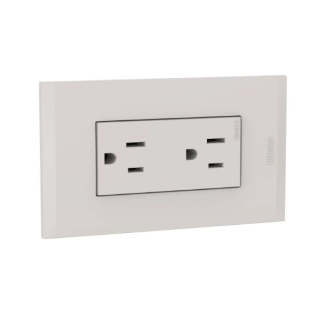 TOMACORRIENTE DUPLEX 2X15A+T 250V ARENA PLACA ARENA MODUS STYLE AH2228EH BTICINO