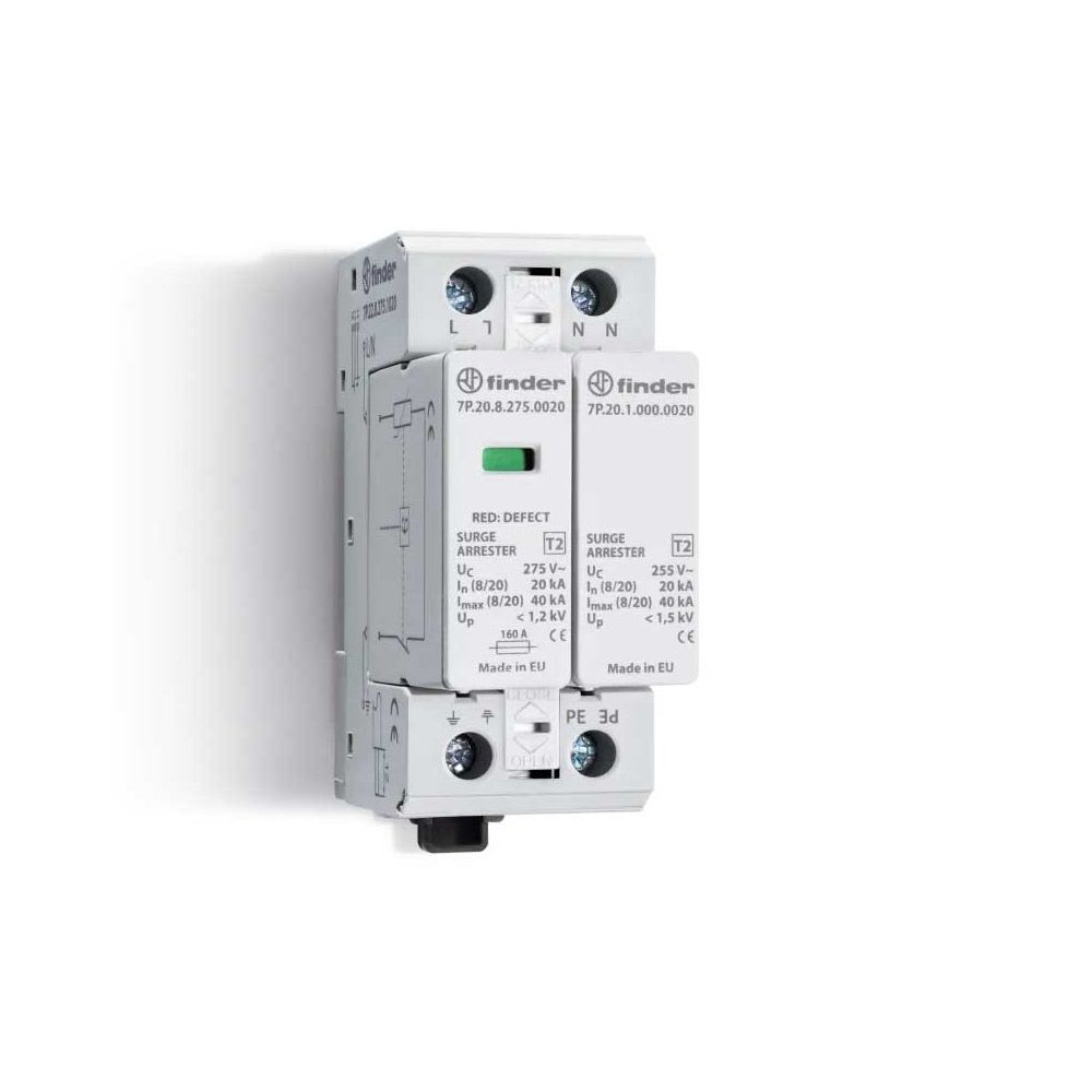 DESCARGADOR DE SOBRETENSIONES T2 40KA 275VAC 1P+N (CH) 7P2282750020 FINDER1