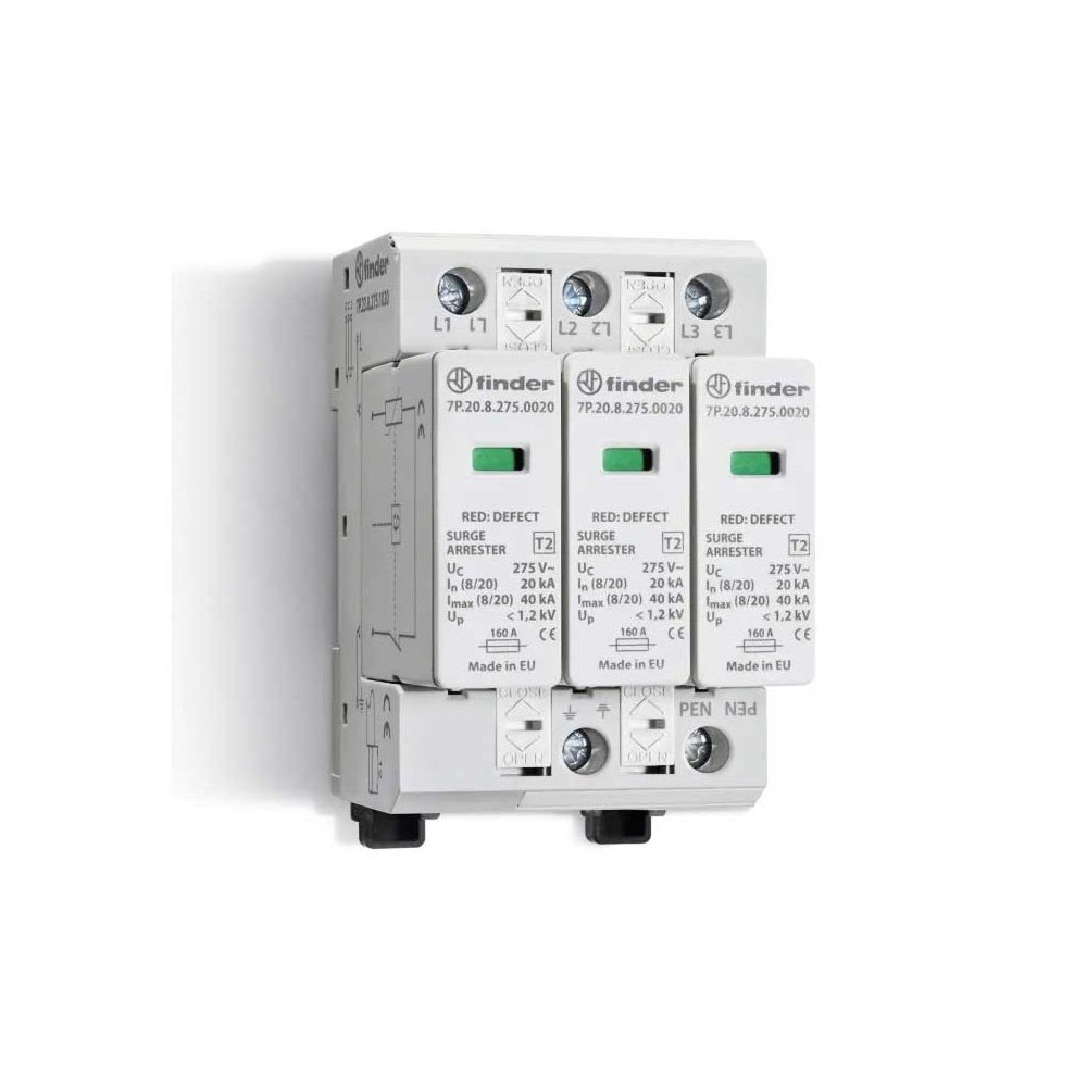 DESCARGADOR DE SOBRETENSIONES T2 40KA 275VAC 3P 7P2382750020 FINDER