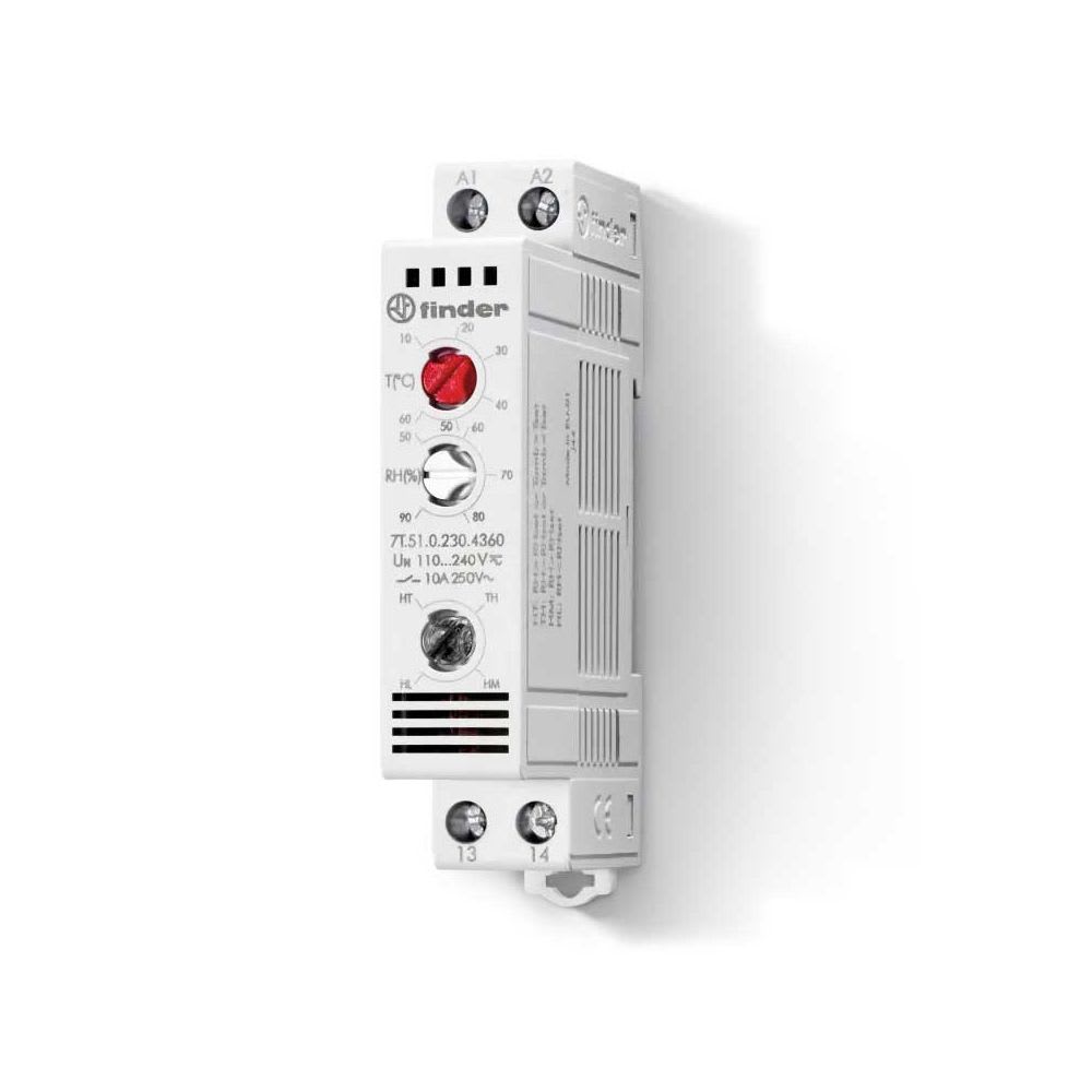 TERMO-HIGROSTATO 10A 110..240VAC/DC 1NA +10/+60°C90%H 7T5102304360 FINDER